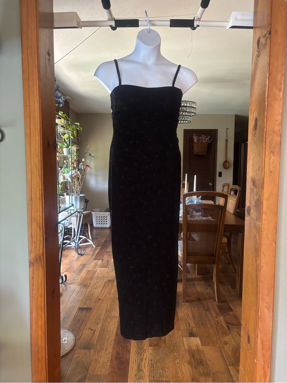 Vintage Night Way Black Sparkle Slip Midi Dress - Classic Evening Dress Size 6
